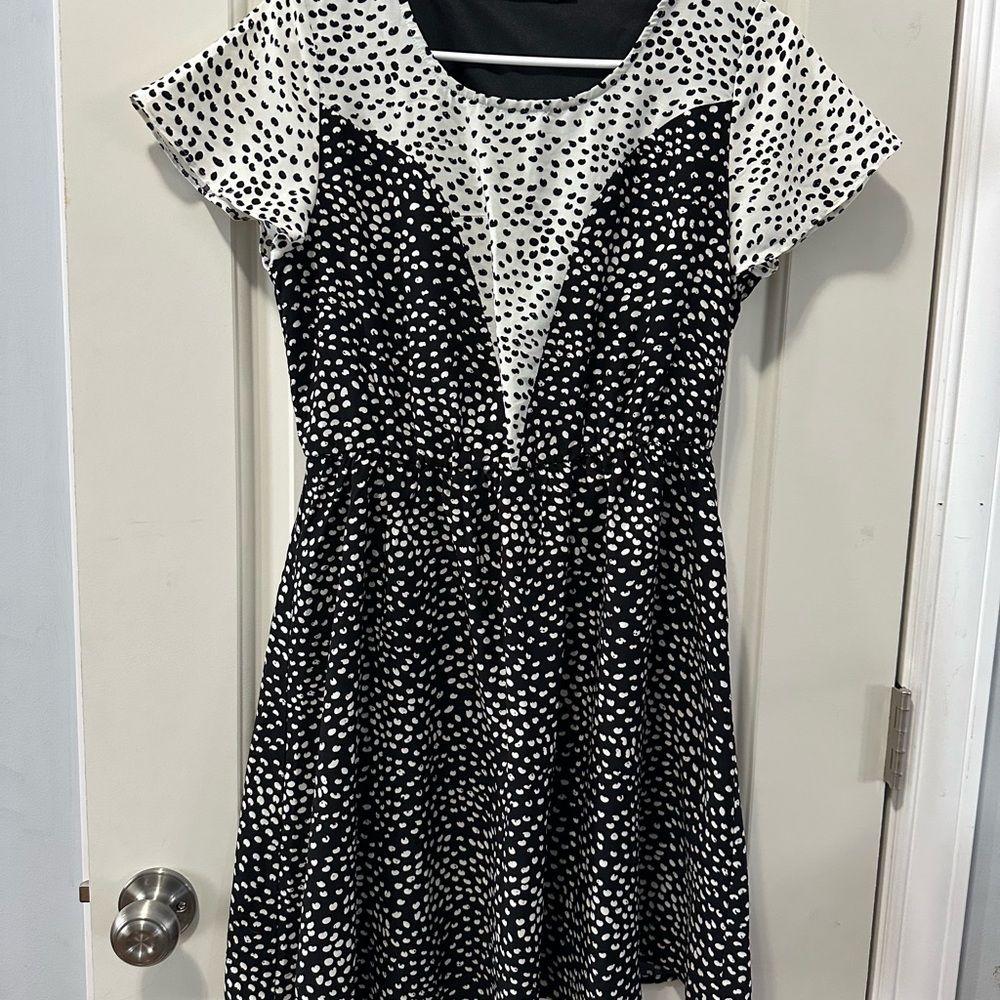 Chic Black and White Polka Dot Dress